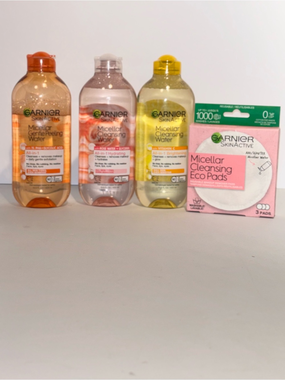 Garnier Micellar Cleansing Waters & Eco Pads Bundle of 4-Brand new